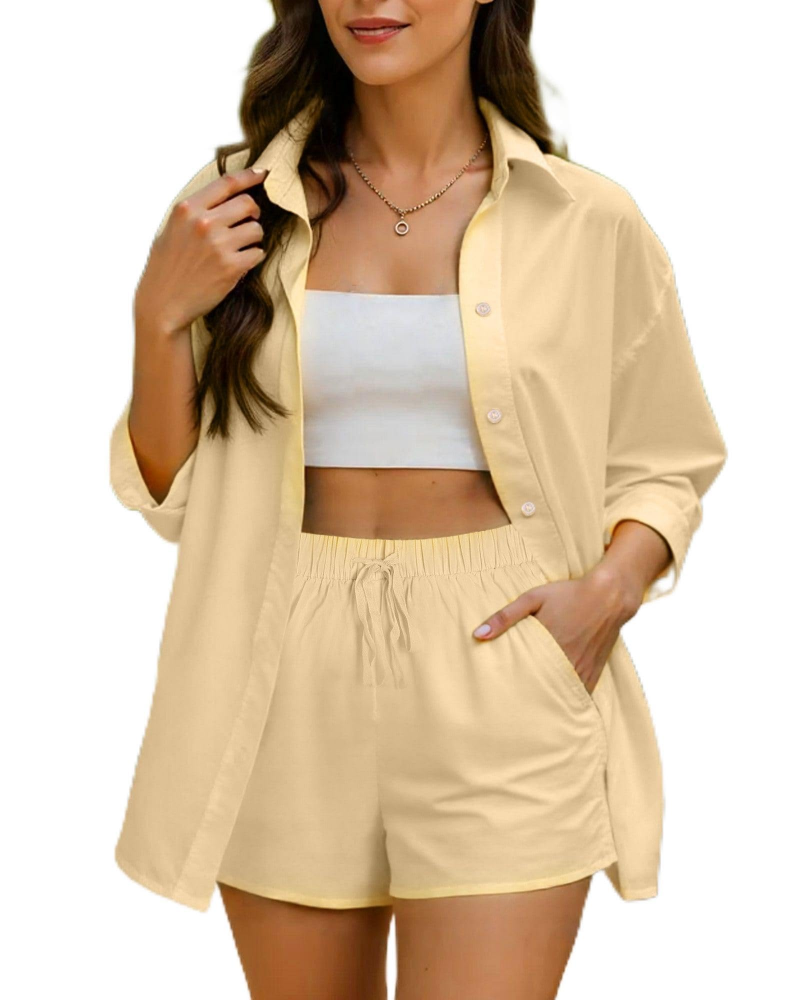 Geraldine Women's 2-Piece Set – Lightweight Summer Cotton Top & Shorts