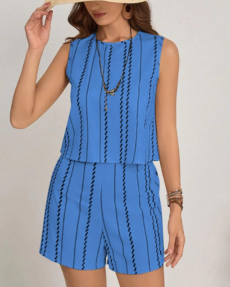 Ensemble donna Ginevra 2 pezzi – Gilet senza maniche e short estivi a righe
