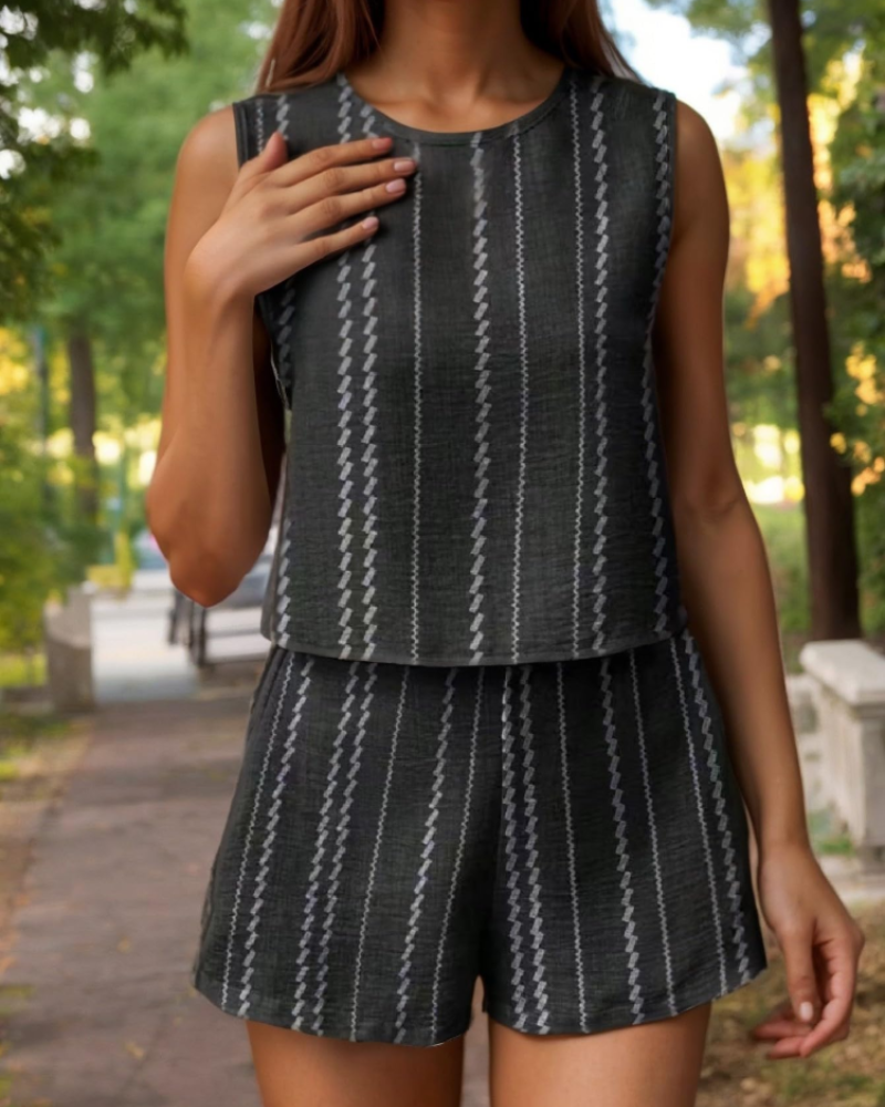 Conjunto Feminino Greta 2 Peças – Top e Calção Leves de Verão Combinados