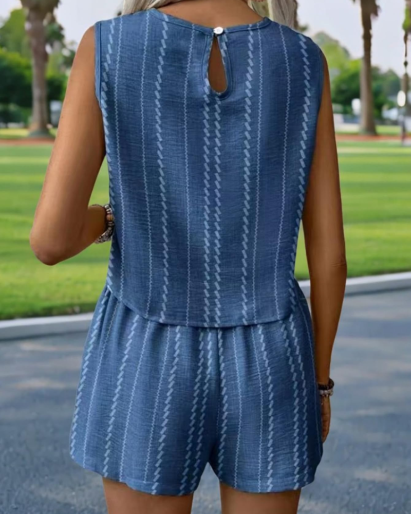 Conjunto Feminino Greta 2 Peças – Top e Calção Leves de Verão Combinados