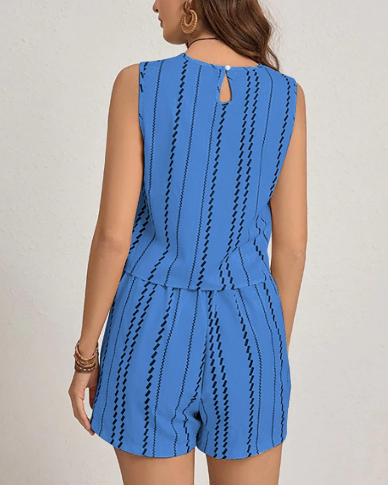 Ensemble donna Ginevra 2 pezzi – Gilet senza maniche e short estivi a righe