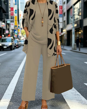 Set Sophia pentru femei, 3 piese – jachetă 3/4, top fără mâneci și pantaloni eleganți