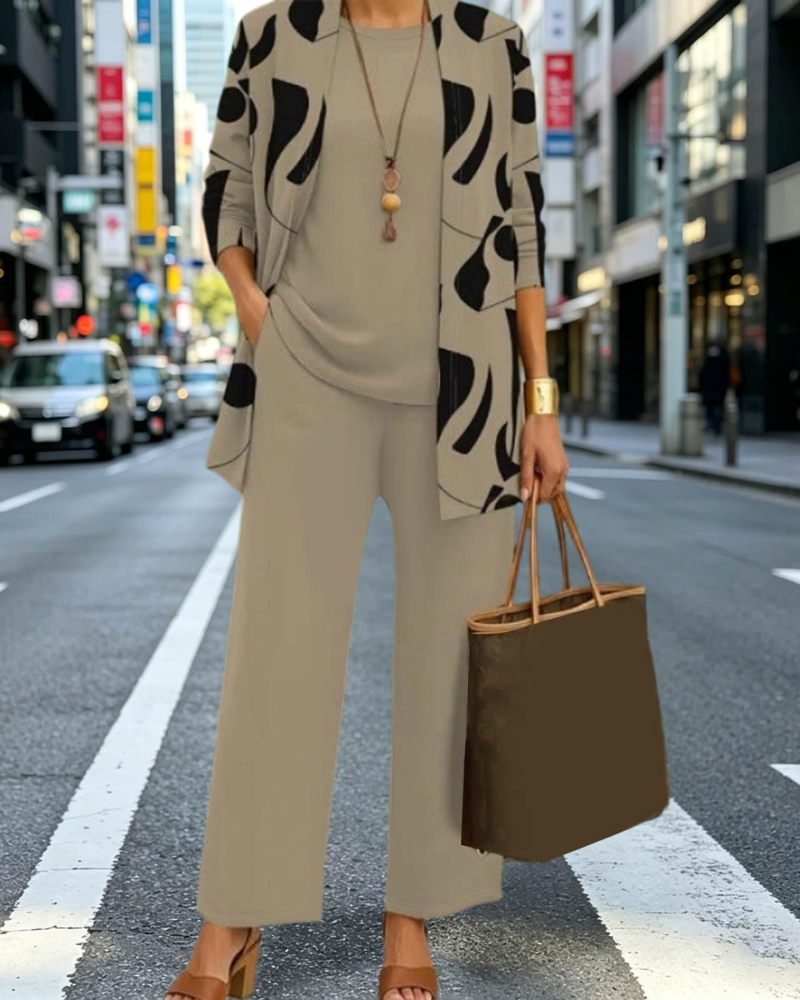 Set Sophia pentru femei, 3 piese – jachetă 3/4, top fără mâneci și pantaloni eleganți