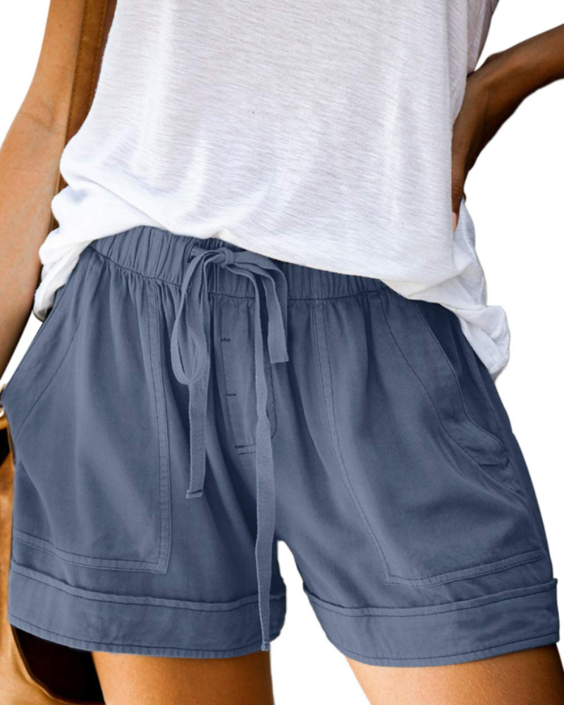 Sadie Short Femme Confort – Short Taille Élastique avec Cordon & Poches d’Été