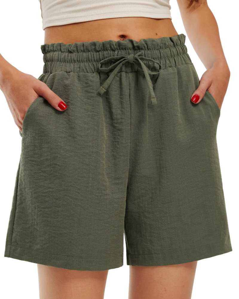Bella Short en lino para mujer – Short ligero de talle alto con bolsillos para el verano