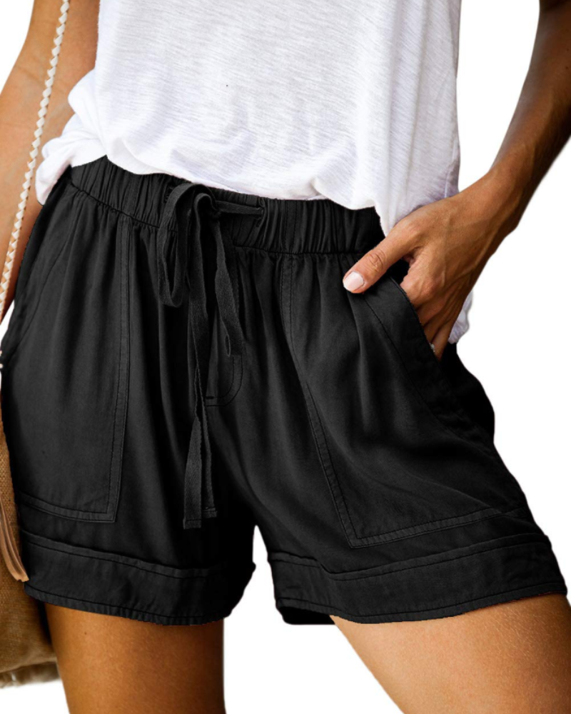 Sadie Short Femme Confort – Short Taille Élastique avec Cordon & Poches d’Été