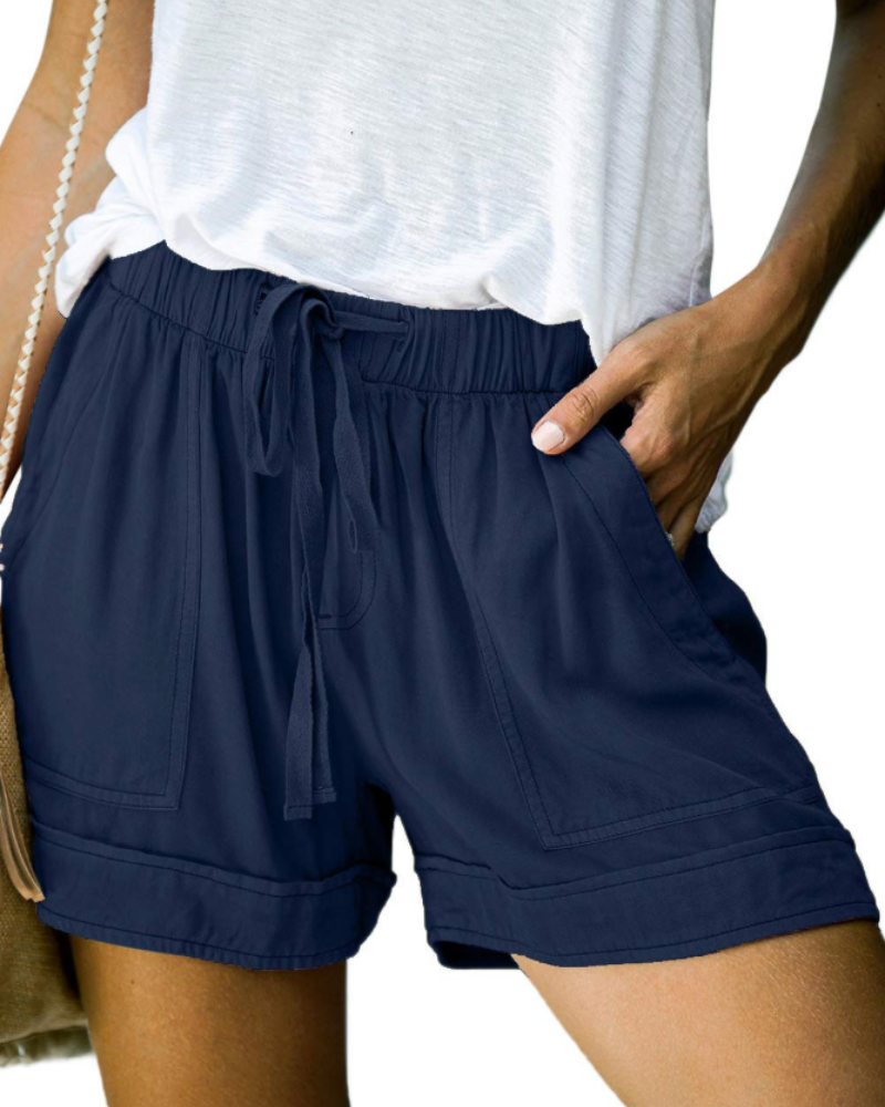 Sadie Short Femme Confort – Short Taille Élastique avec Cordon & Poches d’Été