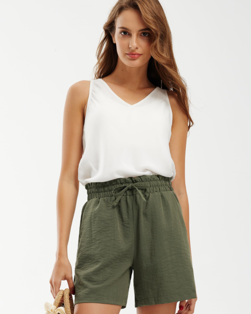 Bella Short en lino para mujer – Short ligero de talle alto con bolsillos para el verano