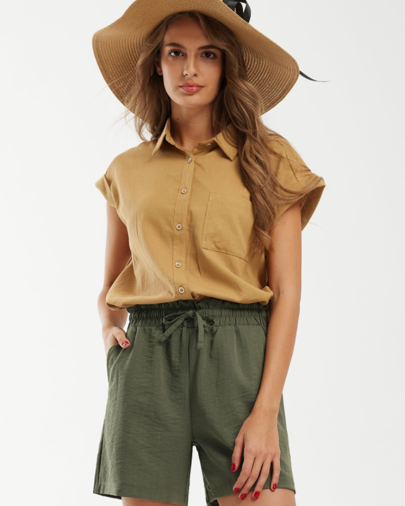 Bella Short en lino para mujer – Short ligero de talle alto con bolsillos para el verano
