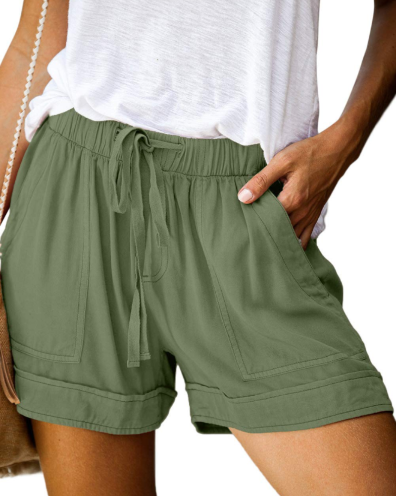 Sadie Short Femme Confort – Short Taille Élastique avec Cordon & Poches d’Été
