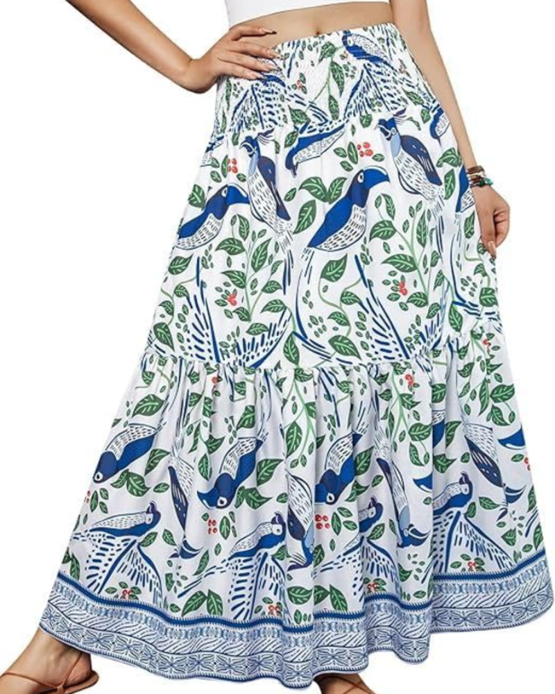 Maxi-Rock Sienna für Damen mit Blumenmuster – Eleganter, fließender, langer Rock mit hoher Taille