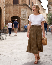 Corinne Jupe Midi Plissée Femme – Jupe à Pois avec Taille Élastique et Poches