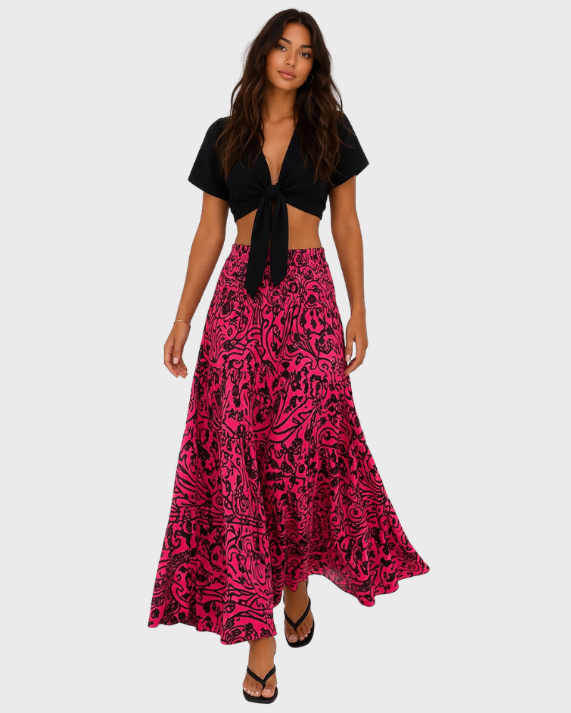 Reema Falda Larga Mujer – Cintura Alta, Corte Acampanado y Estilo Fluido Elegante