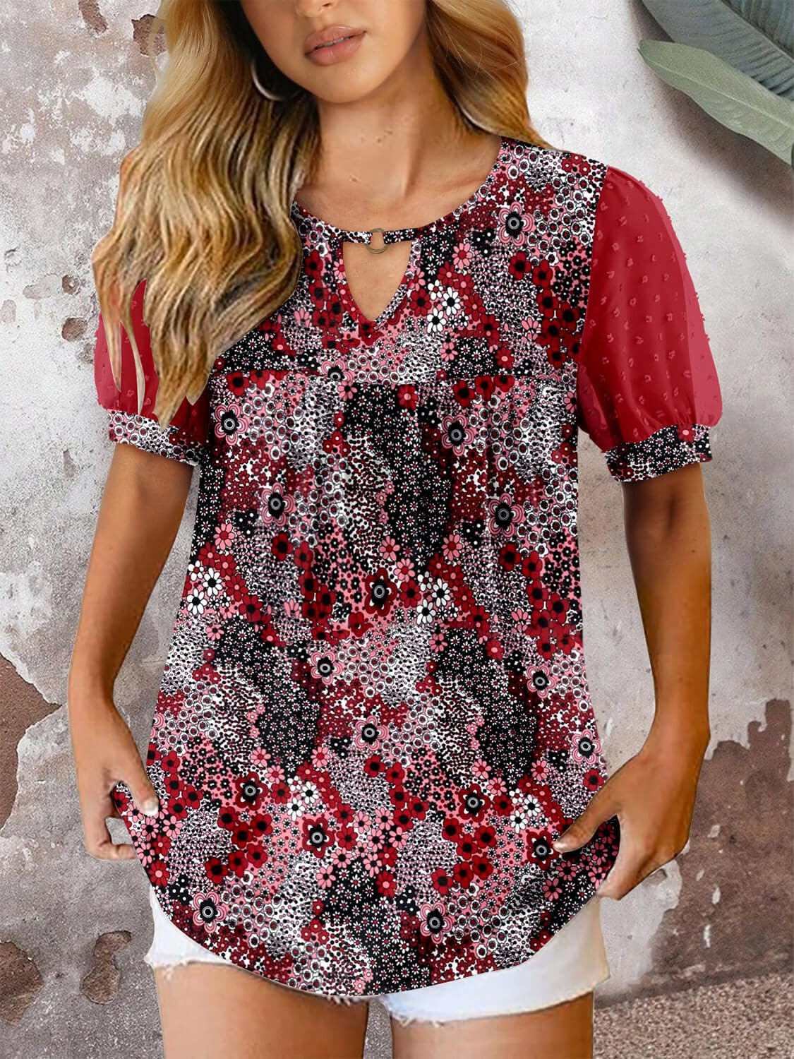 Blusa Casual de Mujer Fairy – Blusa Fluida con Cuello Redondo y Mangas Cortas