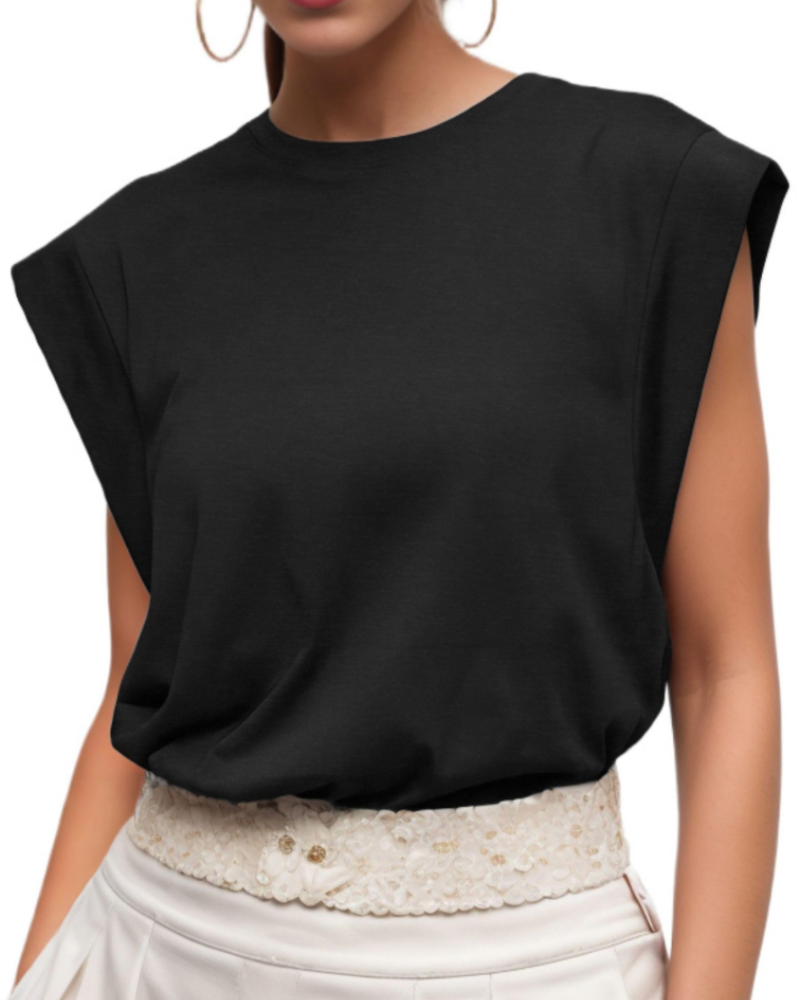 Brielle Top Femme à Manches Courtes – T-Shirt Décontracté Col Rond Léger pour l’Été