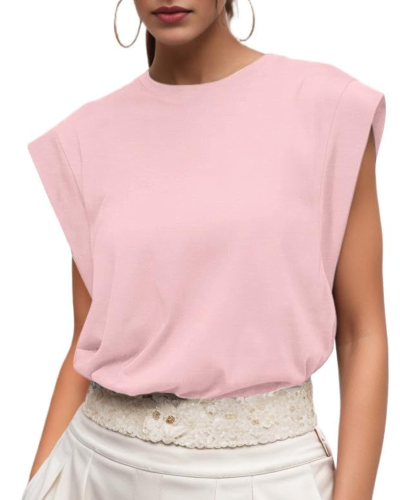 Fionna T-Shirt Femme en Coton – Haut Col Rond à Manches Courtes Élégant