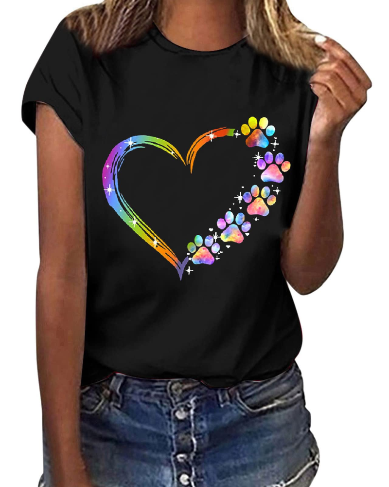 Chloe Damen T-Shirt Sommer – Rundhalsausschnitt mit floralem Druck und kurzen Ärmeln