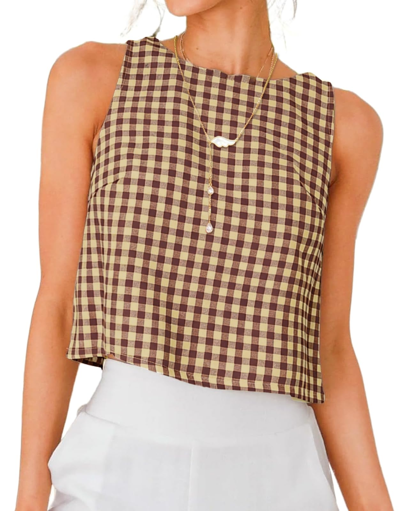 Sienna Top Femme en Lin – Blouse Courte Sans Manches avec Boutons Dos Élégants