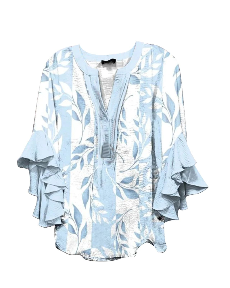 Avac Blouse Femme – Col V Manches 3/4 à Volants Grande Taille