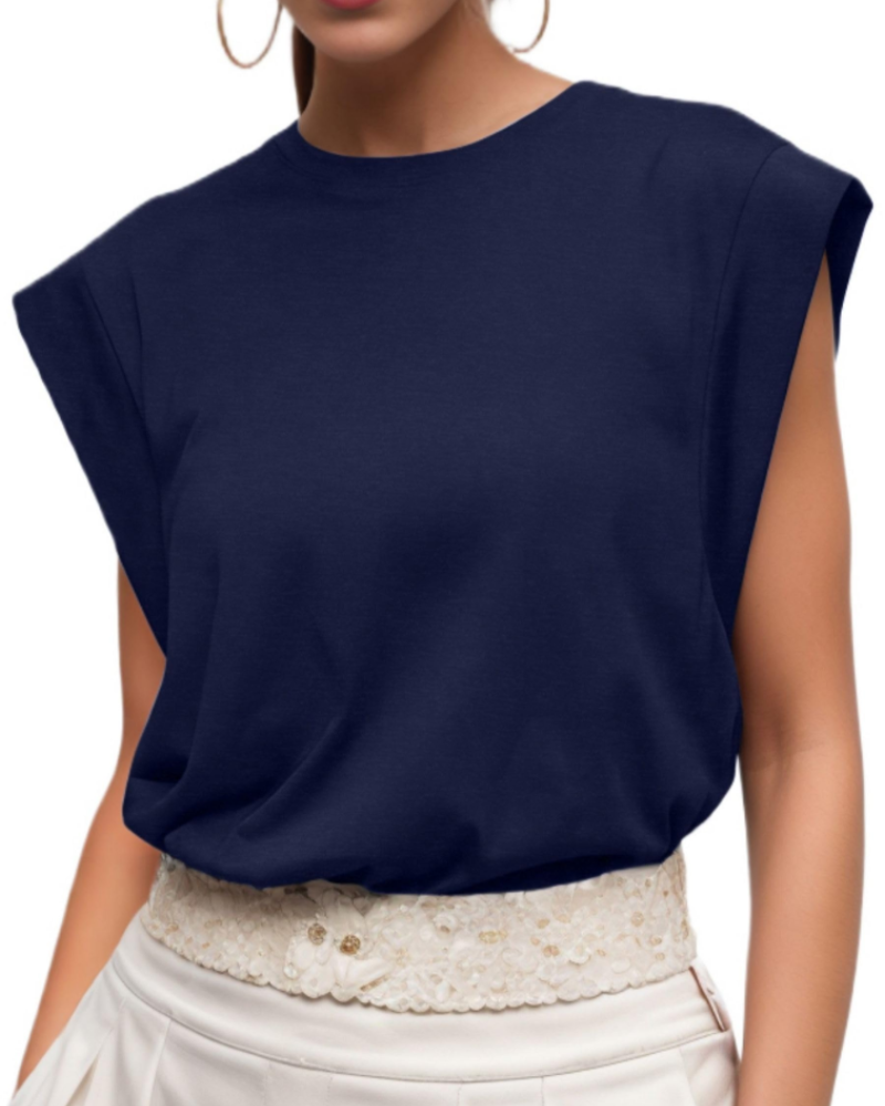 Brielle Top Femme à Manches Courtes – T-Shirt Décontracté Col Rond Léger pour l’Été