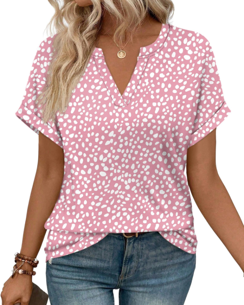 Ivy Bluse Damen V-Ausschnitt – Leichtes Tunika-Oberteil mit kurzen Ärmeln und eleganten Umschlägen