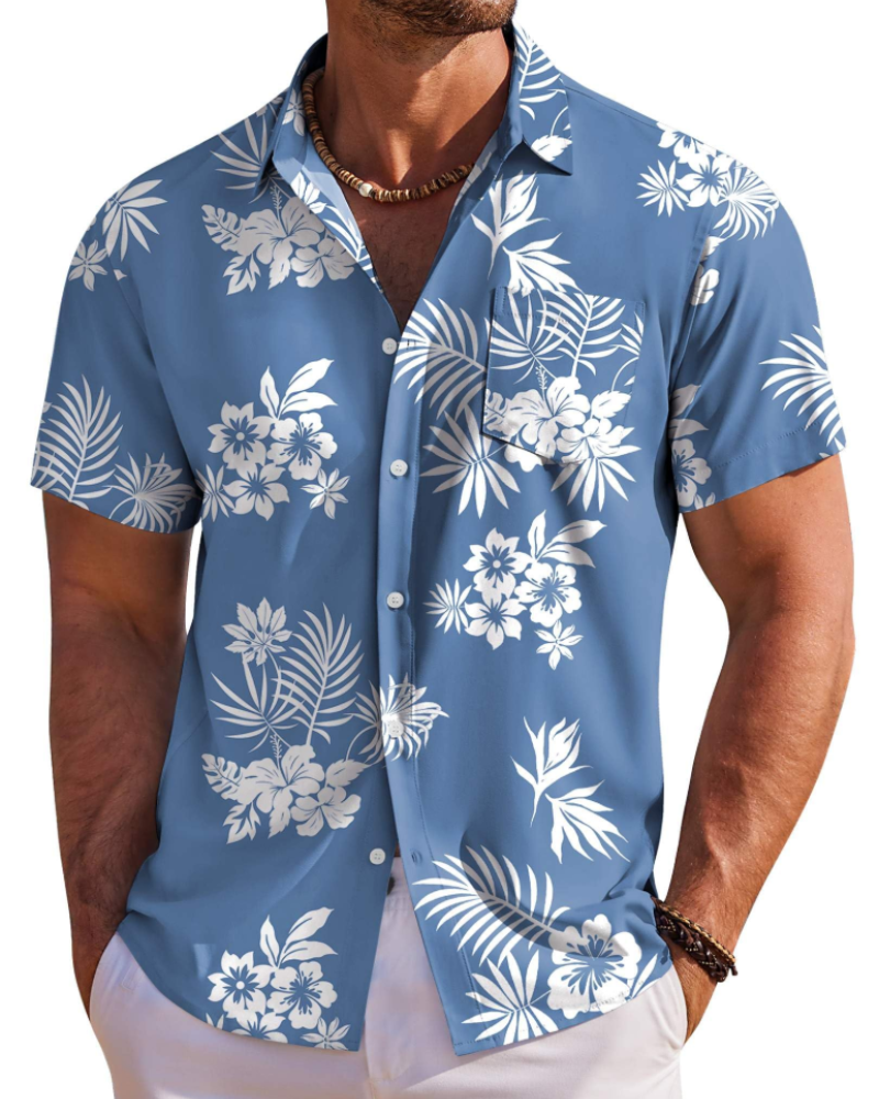 Kaël férfi hawaii ing – virágos trópusi rövid ujjú, légáteresztő ing