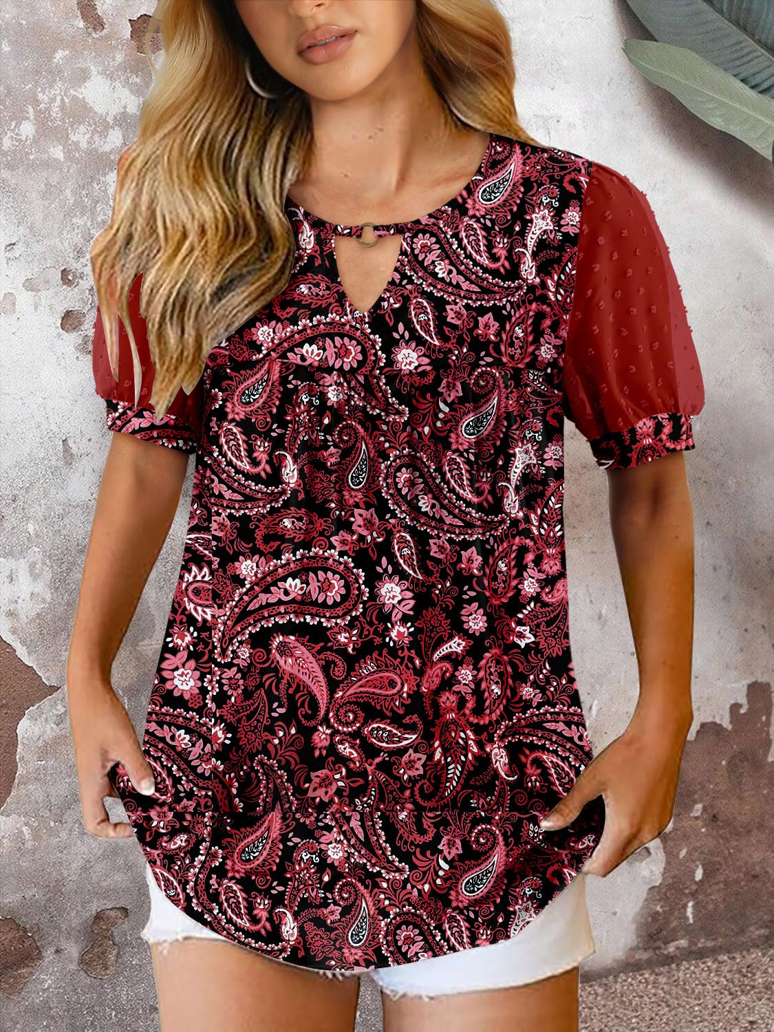 Blusa Casual de Mujer Fairy – Blusa Fluida con Cuello Redondo y Mangas Cortas
