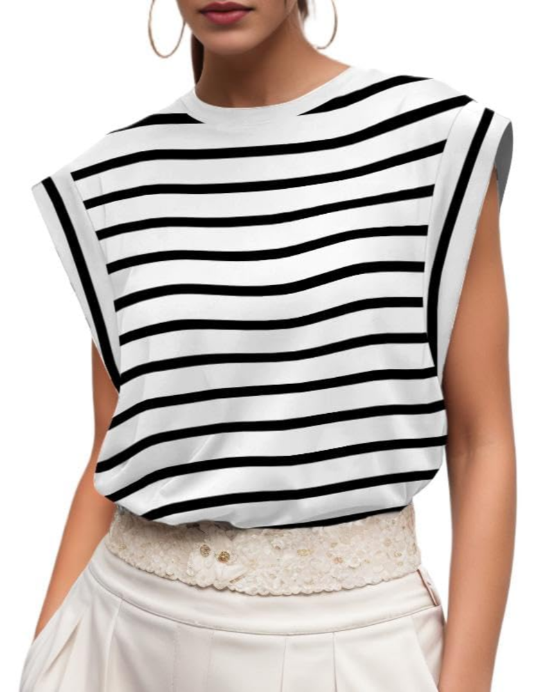 Brielle Top Femme à Manches Courtes – T-Shirt Décontracté Col Rond Léger pour l’Été