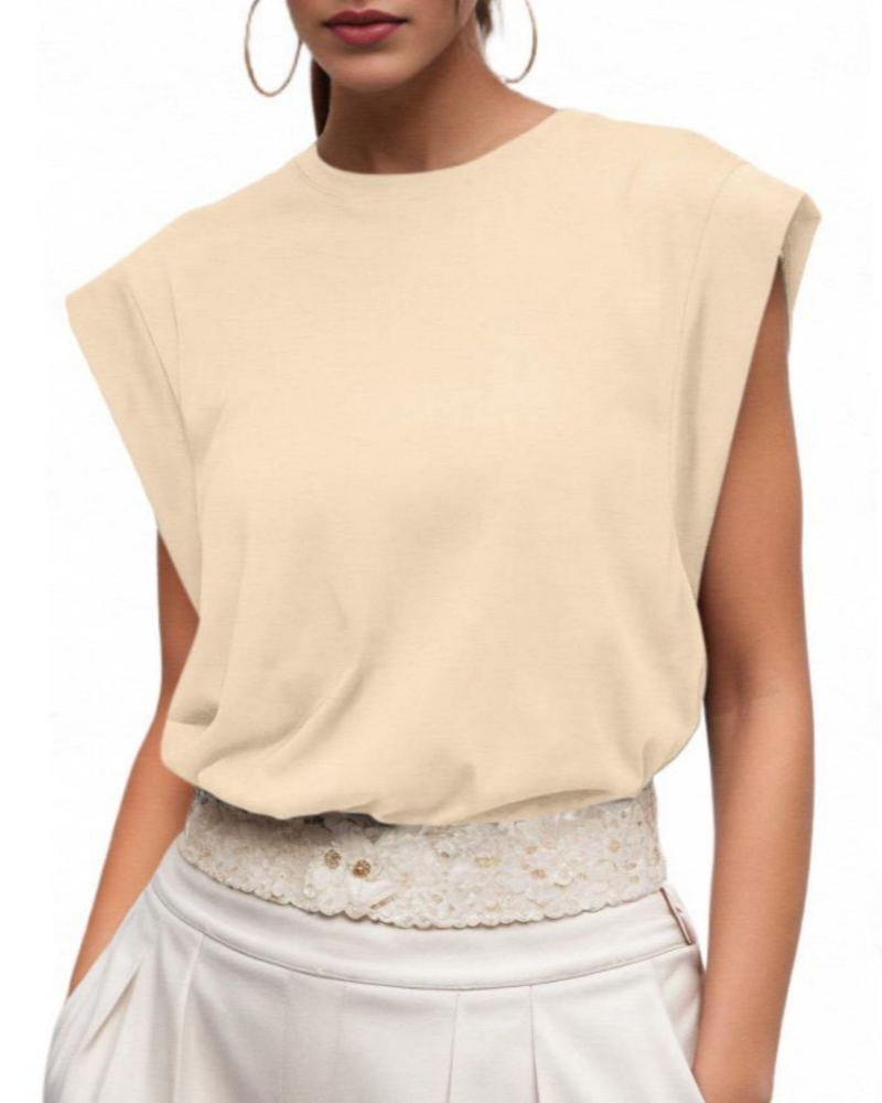 Fionna T-Shirt Femme en Coton – Haut Col Rond à Manches Courtes Élégant