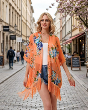 Maya Kimono Femme Plage – Kimono Léopard Chiffon Léger Bikini Cover-Up