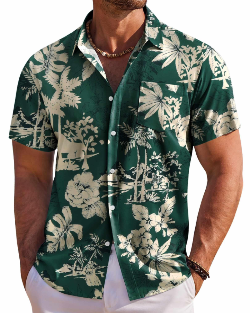 Kaël férfi hawaii ing – virágos trópusi rövid ujjú, légáteresztő ing