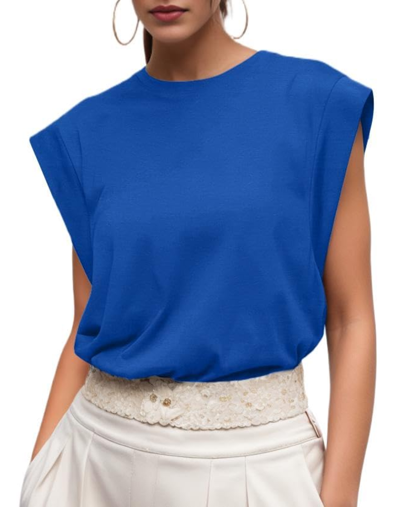 Fionna T-Shirt Femme en Coton – Haut Col Rond à Manches Courtes Élégant