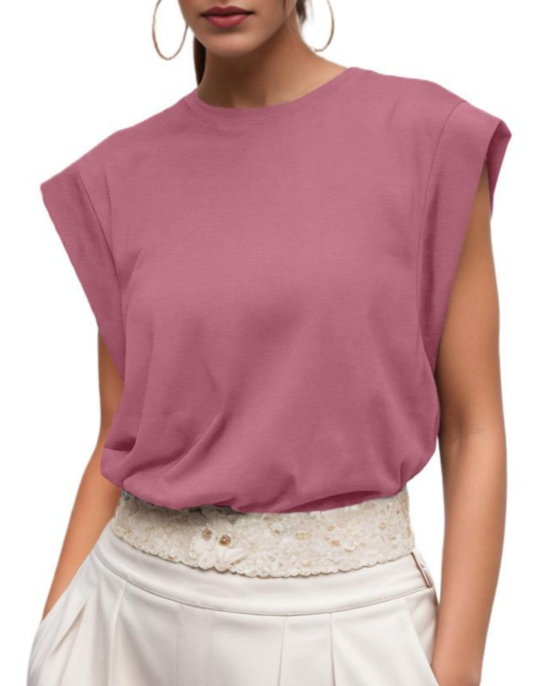 Fionna T-Shirt Femme en Coton – Haut Col Rond à Manches Courtes Élégant