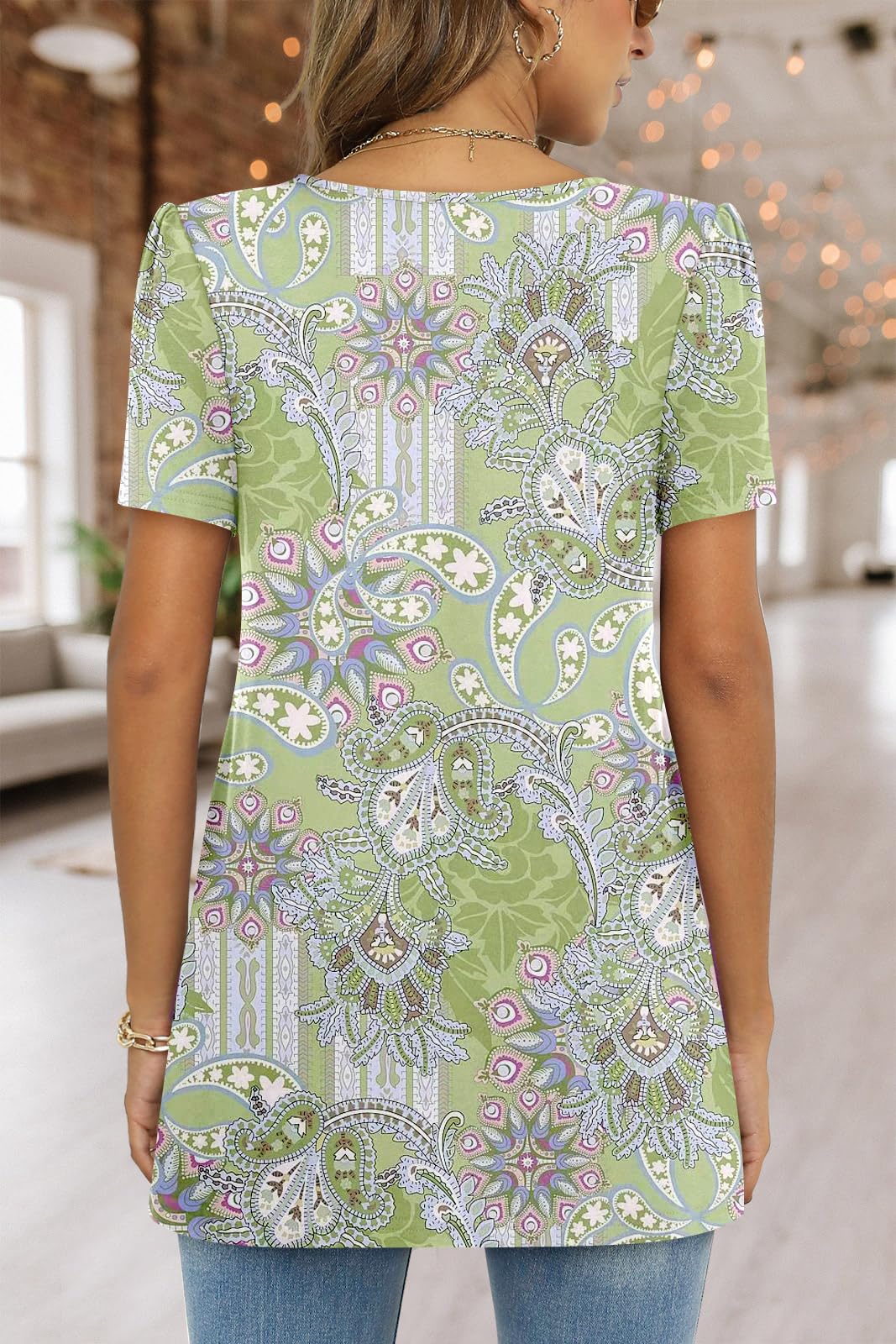 Blusa Casual de Mujer Fairy – Blusa Fluida con Cuello Redondo y Mangas Cortas
