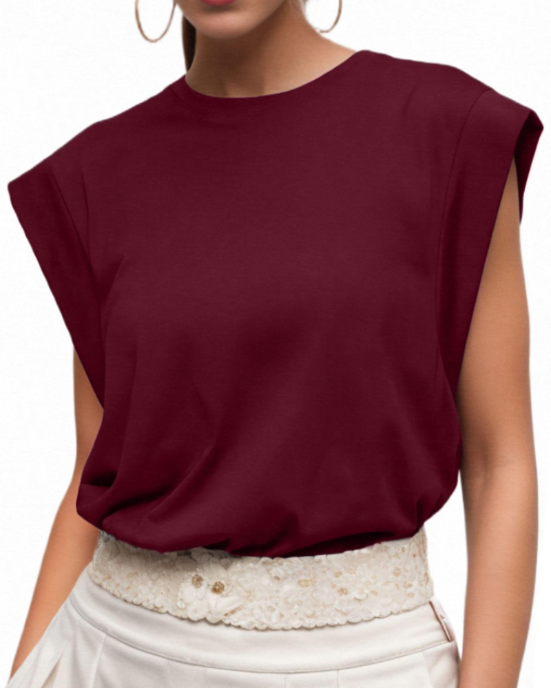 Brielle Top Femme à Manches Courtes – T-Shirt Décontracté Col Rond Léger pour l’Été
