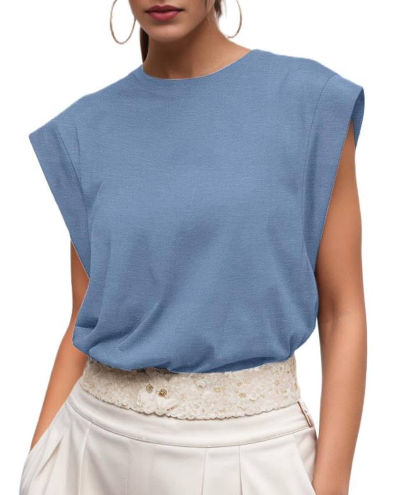 Fionna T-Shirt Femme en Coton – Haut Col Rond à Manches Courtes Élégant