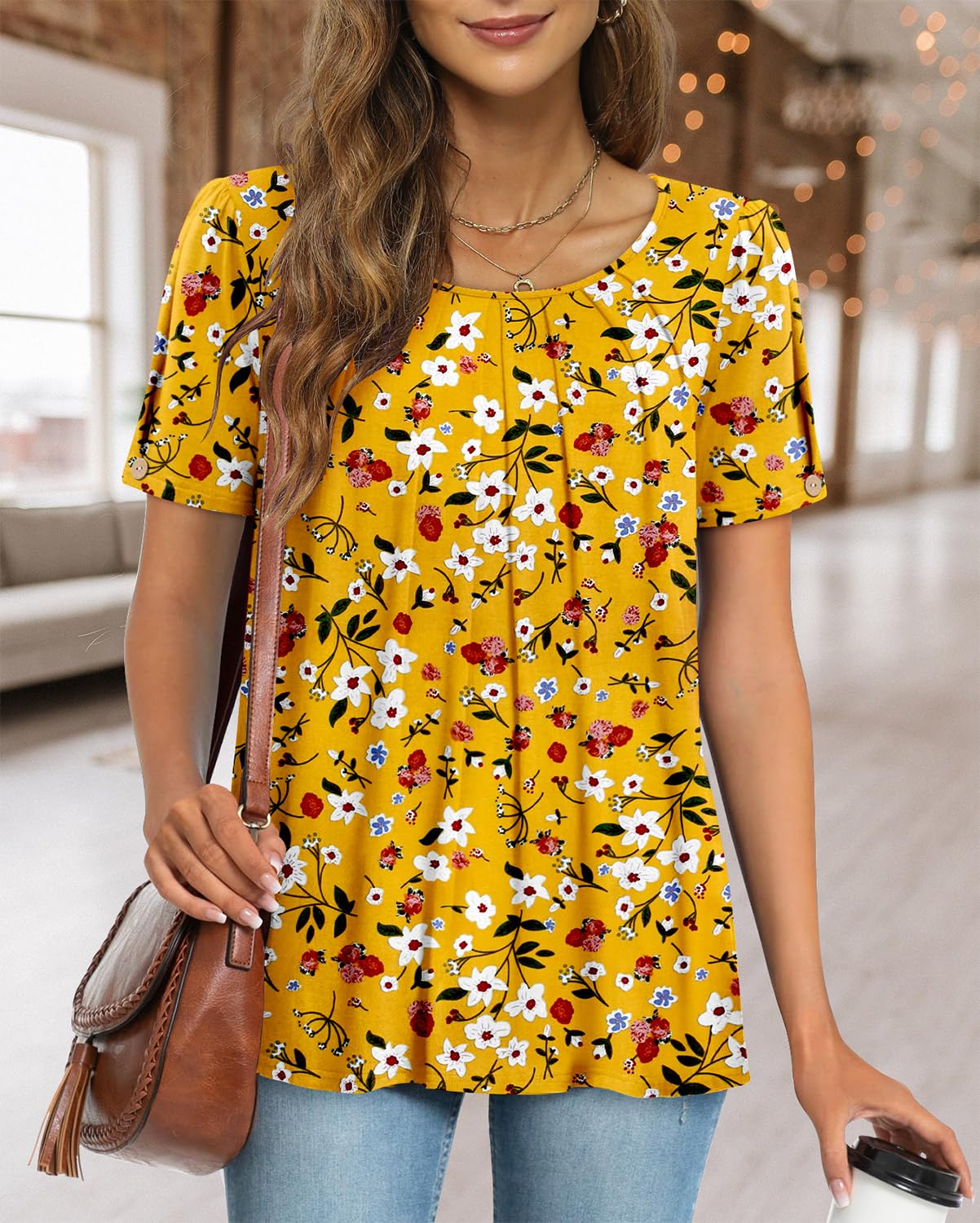 Blusa Casual de Mujer Fairy – Blusa Fluida con Cuello Redondo y Mangas Cortas