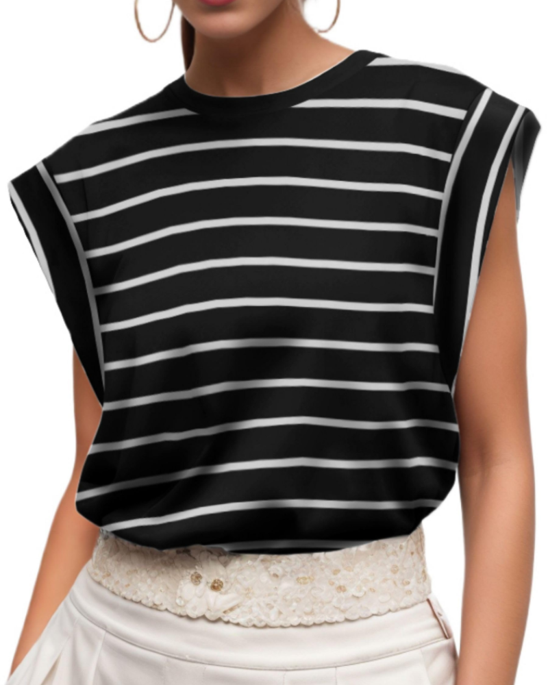 Fionna T-Shirt Femme en Coton – Haut Col Rond à Manches Courtes Élégant