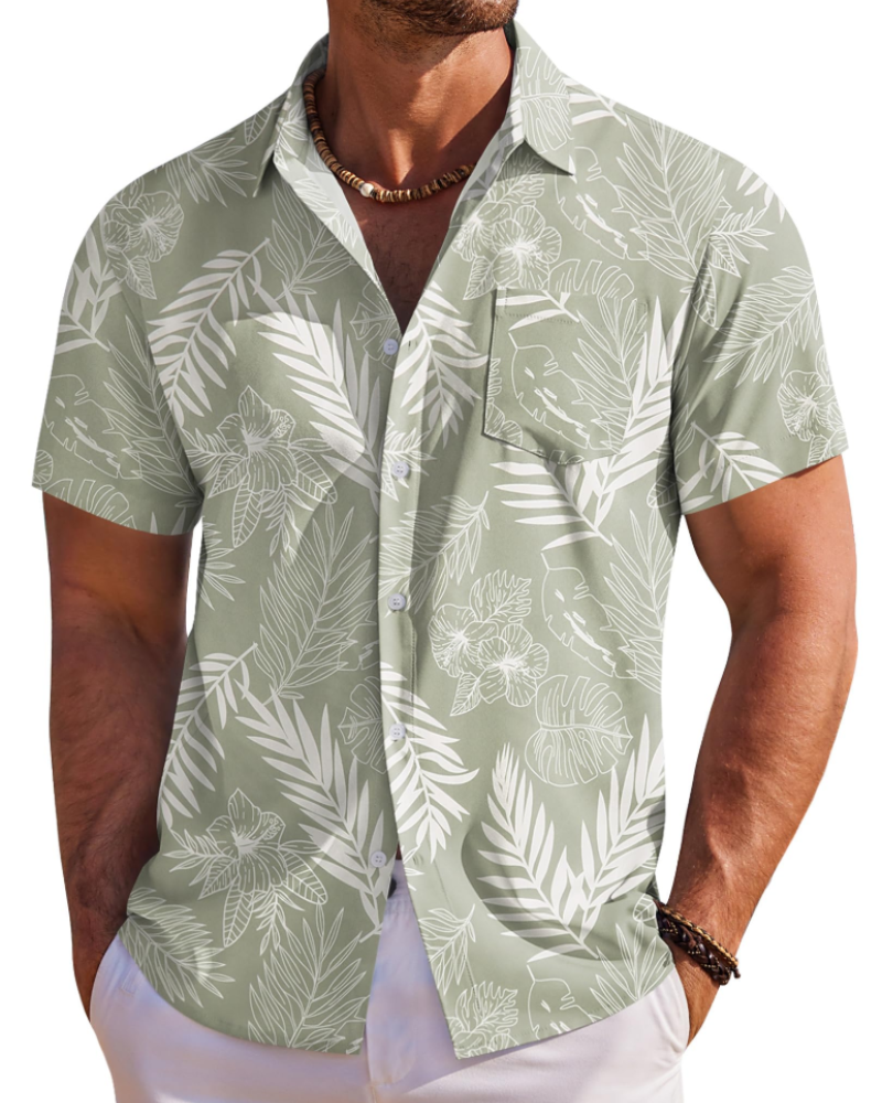 Kaël férfi hawaii ing – virágos trópusi rövid ujjú, légáteresztő ing