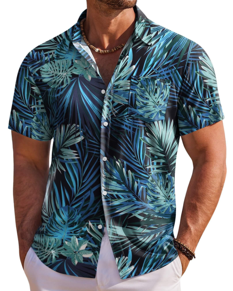 Kaël férfi hawaii ing – virágos trópusi rövid ujjú, légáteresztő ing
