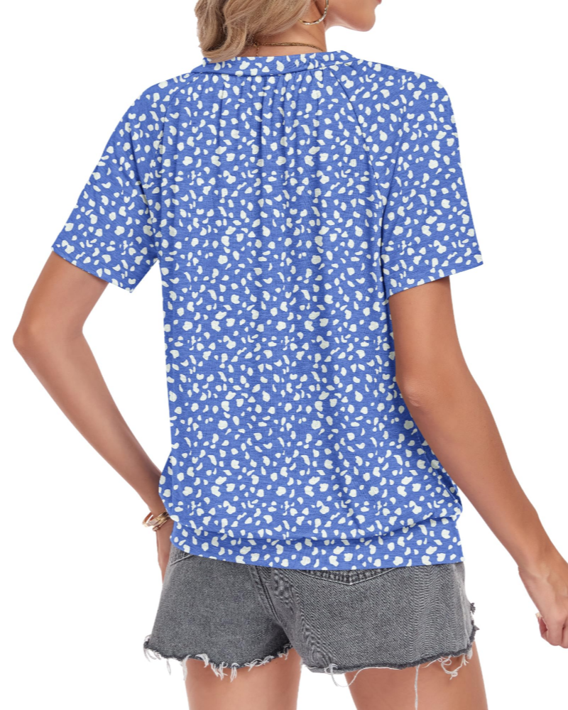 Mia Dames T-shirt Zomer – V-hals Bolzoom Losse Elegante Pasvorm