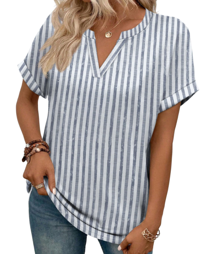 Ivy Bluse Damen V-Ausschnitt – Leichtes Tunika-Oberteil mit kurzen Ärmeln und eleganten Umschlägen