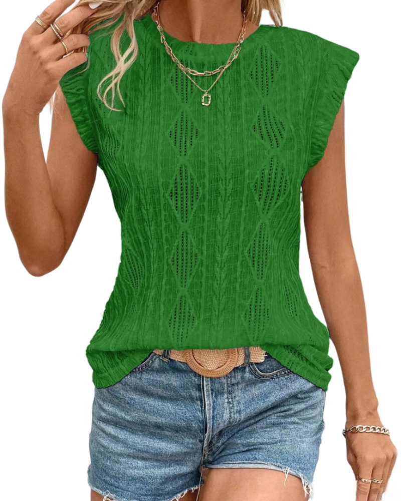 Avery Top Crochet Femme – Haut Sans Manches Texturé à Col Rond Léger pour l’Été