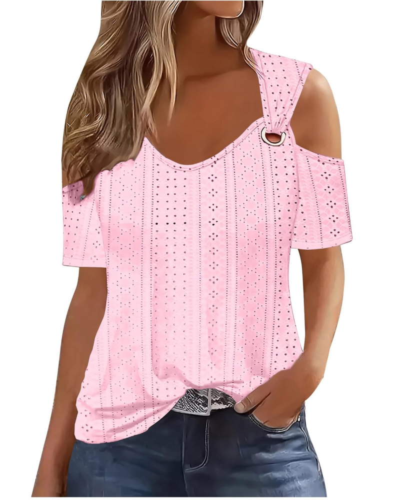 Blusa Lemma Mulher – Ombros Descobertos Gola Redonda Mangas Curtas