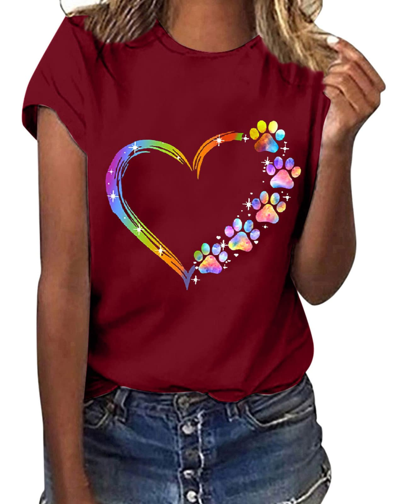 Chloe Damen T-Shirt Sommer – Rundhalsausschnitt mit floralem Druck und kurzen Ärmeln