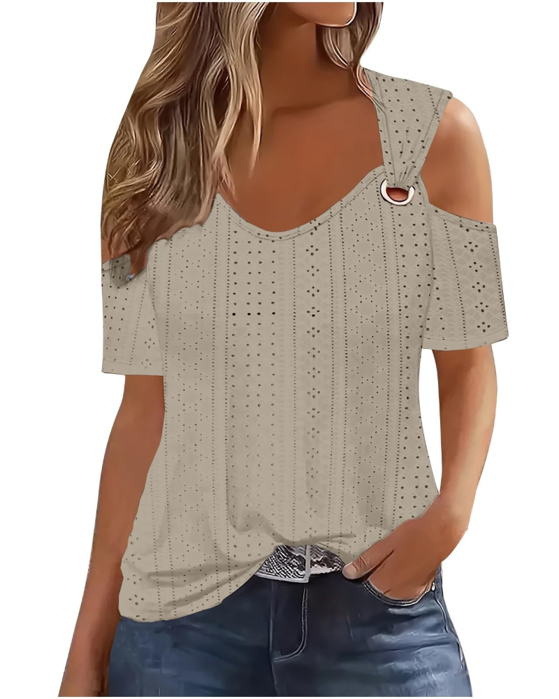 Blusa Lemma Mulher – Ombros Descobertos Gola Redonda Mangas Curtas