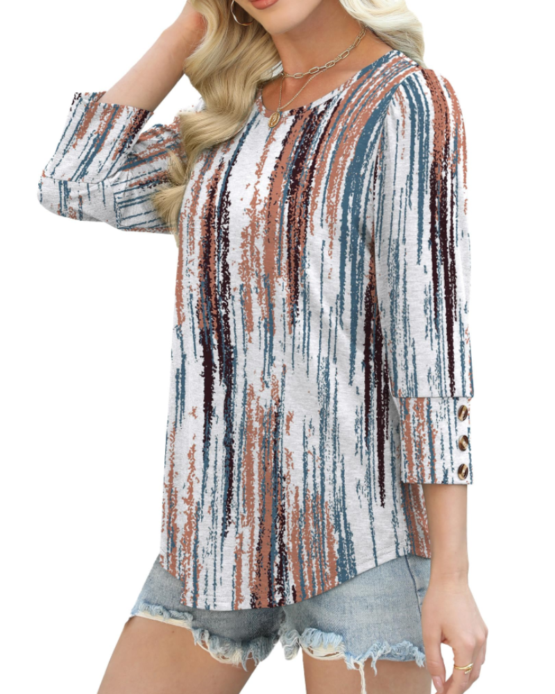 Hannah Chemisier Femme Boutonné – Blouse à Manches 3/4 Légère et Élégante