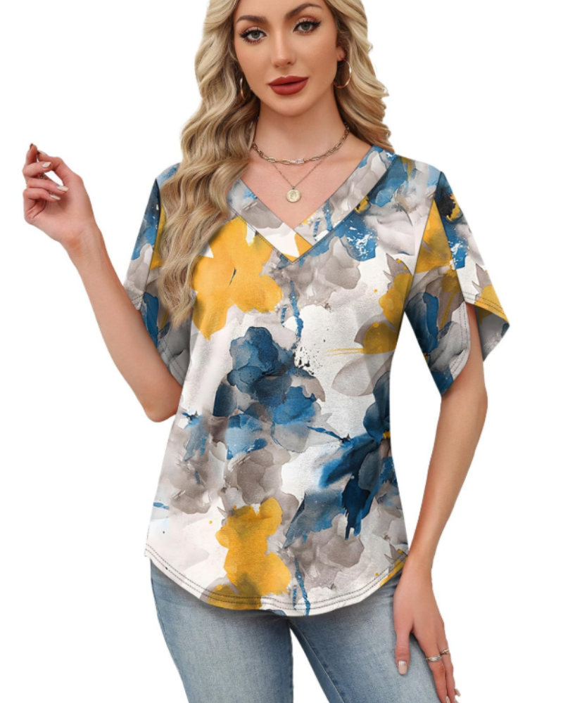 Sophie Bluse Damen – Elegantes & Lässiges Oberteil mit V-Ausschnitt und Flügelärmeln