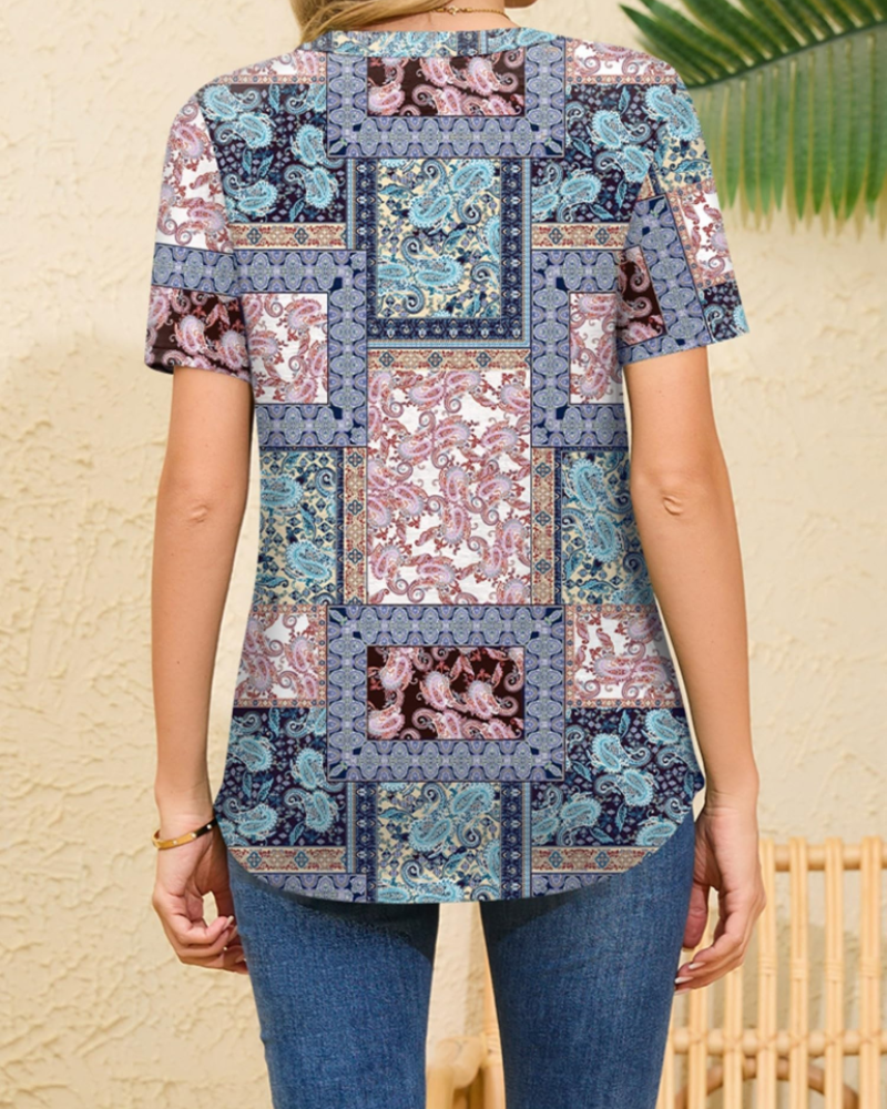 Blusa Fabianna de encaje para mujer – Blusa con cuello en V plisado y mangas cortas