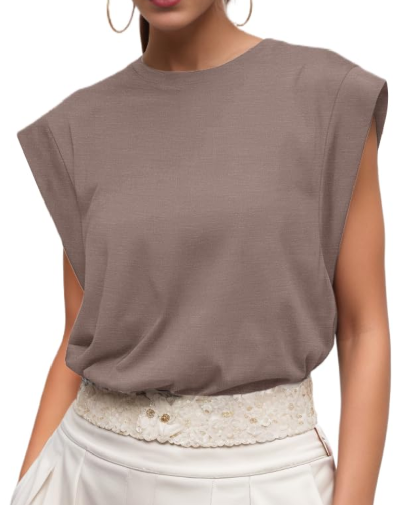 Brielle Top Femme à Manches Courtes – T-Shirt Décontracté Col Rond Léger pour l’Été